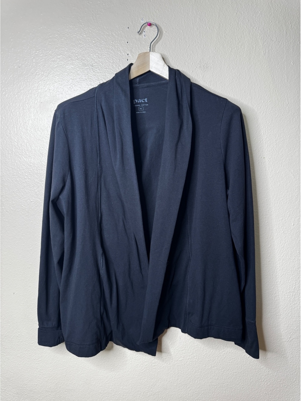 Pact Organic Luxe Essential Swing Stretch Cardigan Black Womens XL